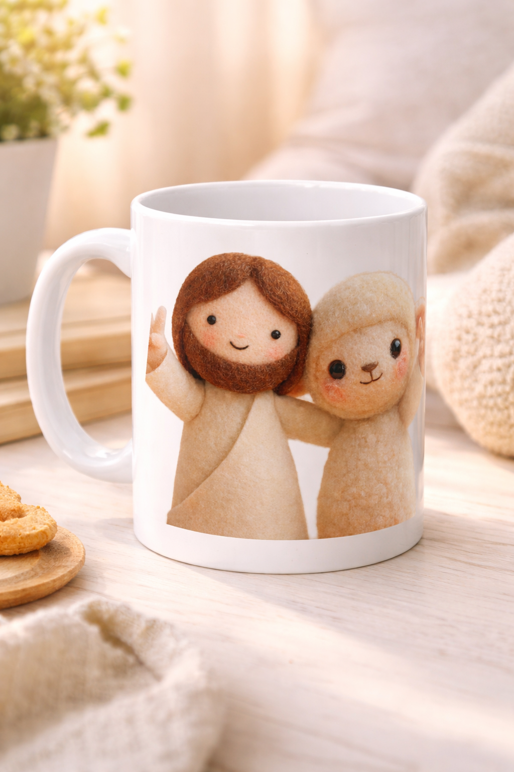 Cute Peace Sign Plush Characters Mug | Ceramic Coffee Cup
