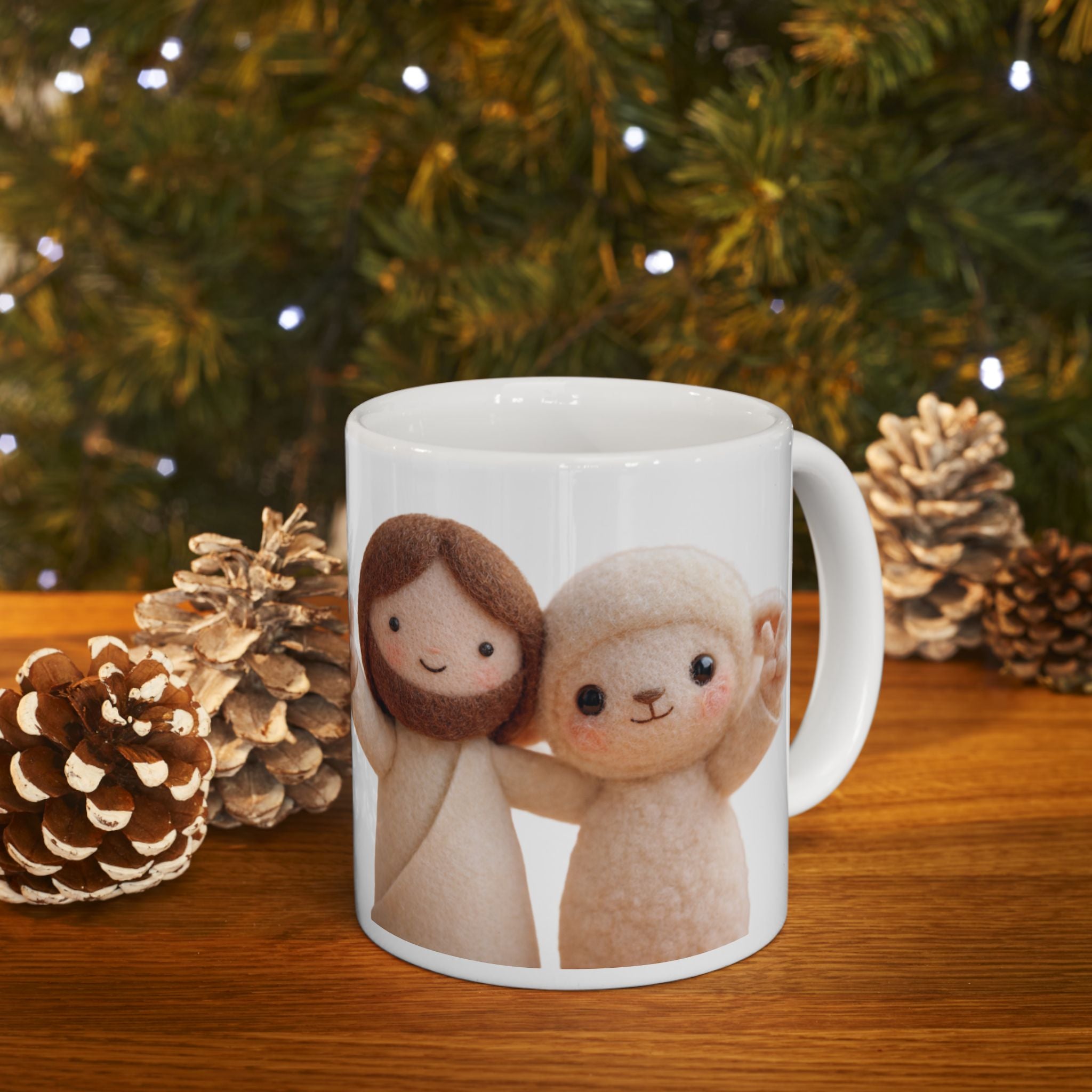 Cute Peace Sign Plush Characters Mug | Ceramic Coffee Cup