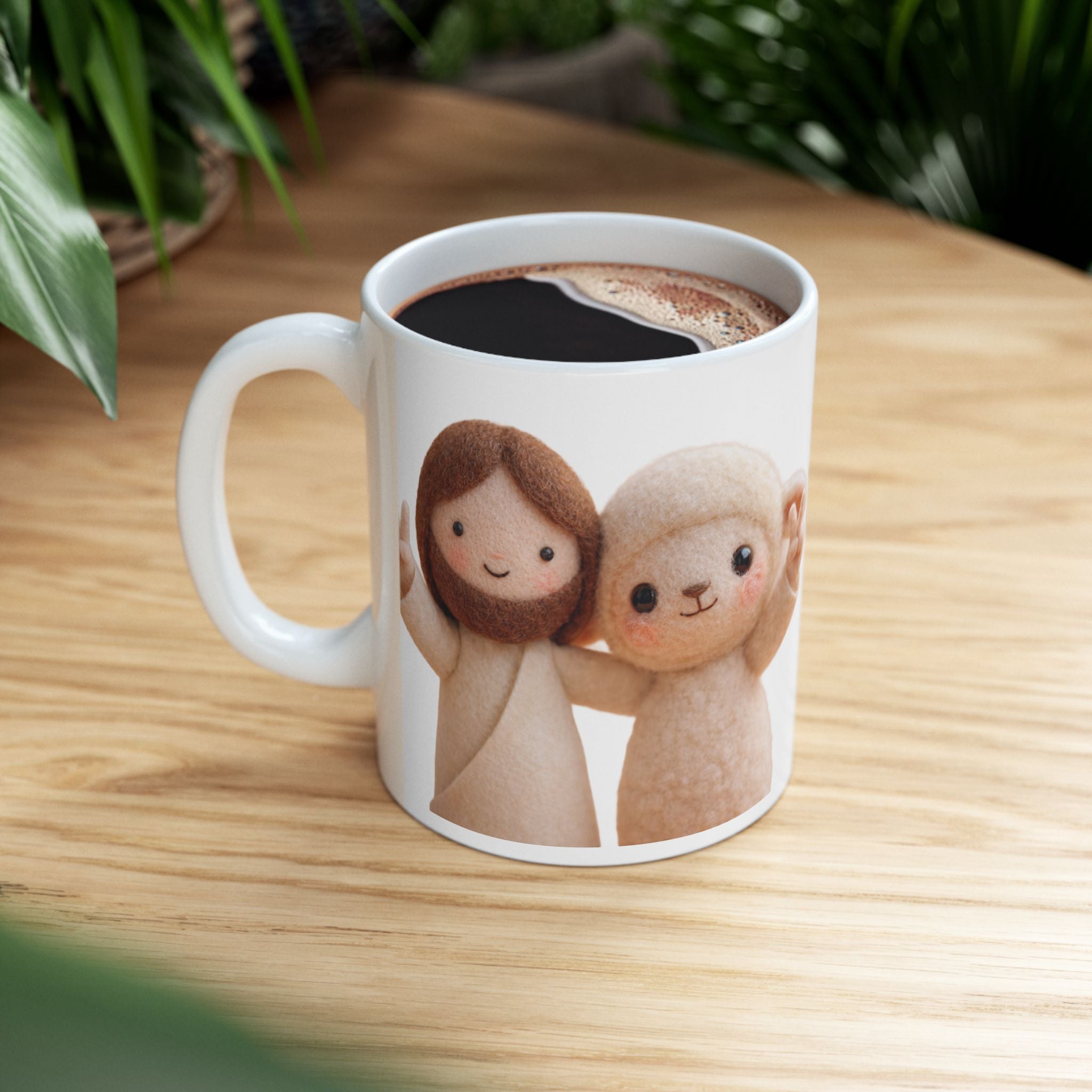 Cute Peace Sign Plush Characters Mug | Ceramic Coffee Cup